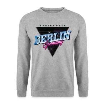 Berlin Germany City Skyline Vintage Retro - Unisex Sweatshirt - salt & pepper - Front - Alina (178cm) & Michal (187cm)