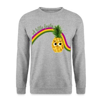Ananas doux avec arc-en-ciel et texte Restez fruité - Sweat-shirt Unisexe - gris chiné - Devant - Alina (178cm) & Michal (187cm)