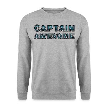 CAPTAIN AWESOME - Unisex Pullover - Weißgrau meliert - Vorne - Alina (178cm) & Michal (187cm)