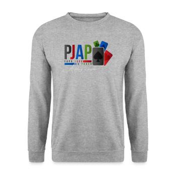 papa joue au poker design - Sweat-shirt Unisexe - gris chiné - Devant - Alina (178cm) & Michal (187cm)