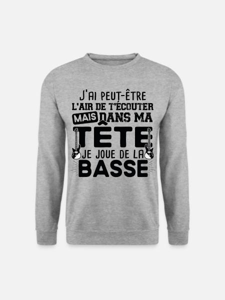 Basse Bassiste Guitare Guitariste Musique Musicien - Sweat-shirt Unisexe - gris chiné