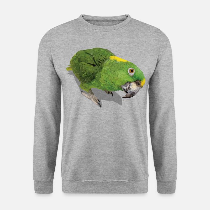 Der Gelbnackenpapagei - Unisex Pullover - Weißgrau meliert