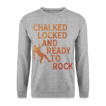 Chalked Locked And Ready To Rock Rock Climber Boul - Unisex Pullover - Weißgrau meliert - Vorne - Alina (178cm) & Michal (187cm)
