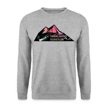Survival-Ready #Überlebenskünstler - Unisex Pullover - Weißgrau meliert - Vorne - Alina (178cm) & Michal (187cm)