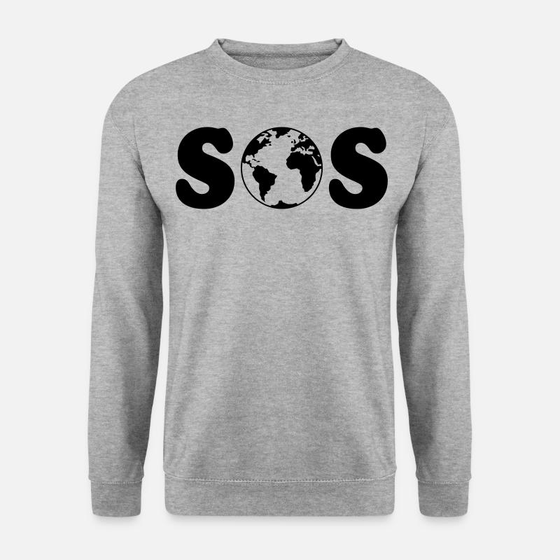 SOS – Erdüberlastungstag / Klimawandel (B / SVG) - Unisex Pullover - Weißgrau meliert