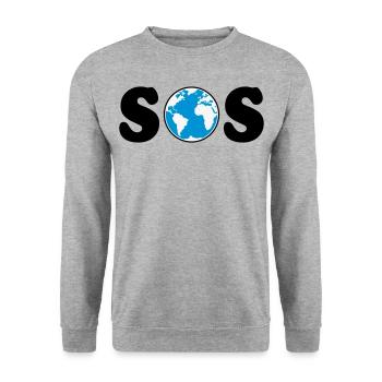 SOS – Earth Day / Climate Change (B / 3C / SVG) - Unisex Sweatshirt - salt & pepper - Front - Alina (178cm) & Michal (187cm)