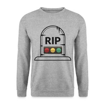 Ampel Ruhe in Frieden RIP - Unisex Pullover - Weißgrau meliert - Vorne - Alina (178cm) & Michal (187cm)