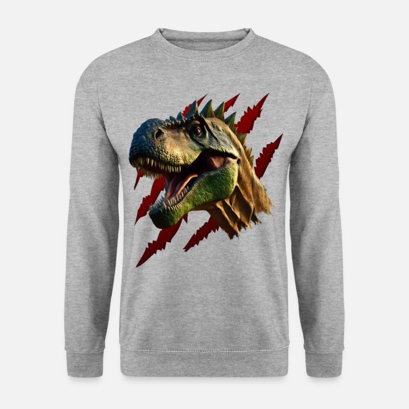 T-Rex Dinosaurier Kopf - Unisex Pullover - Weißgrau meliert