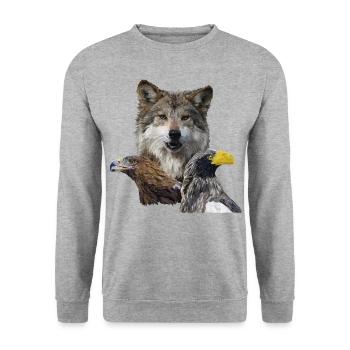 Wolf and Eagles - Unisex Sweatshirt - salt & pepper - Front - Alina (178cm) & Michal (187cm)