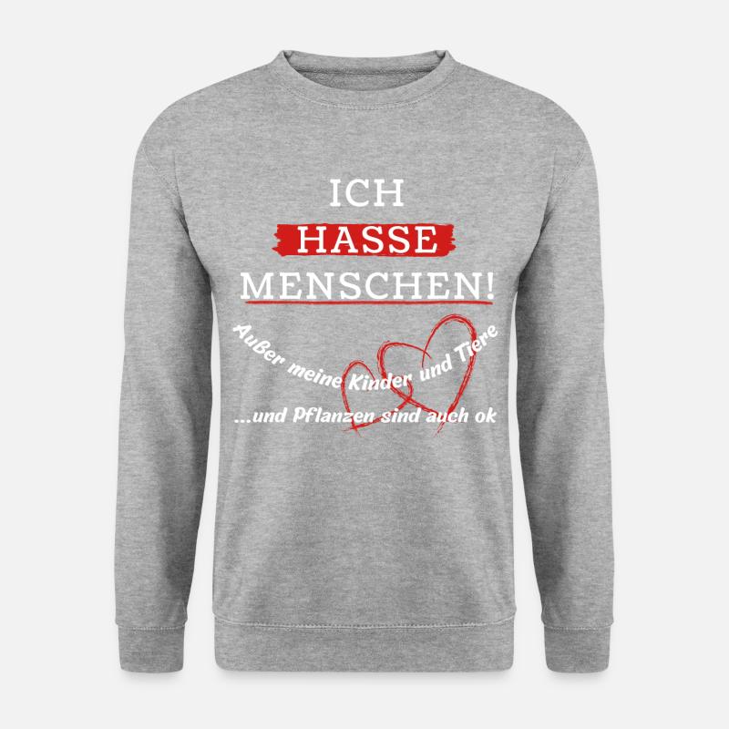 Ich hasse Menschen! - Unisex Pullover - Weißgrau meliert