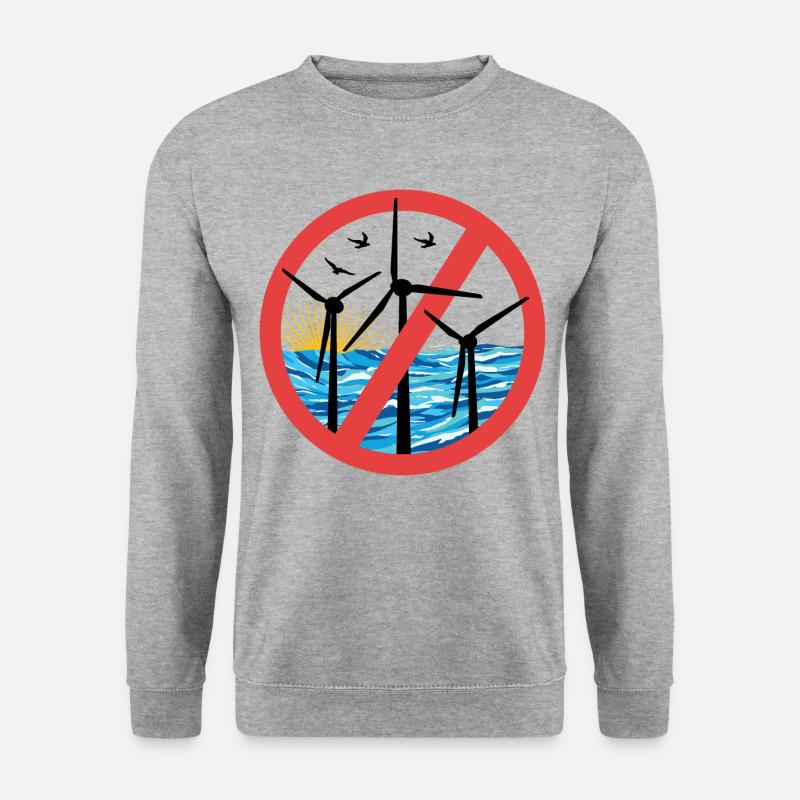 Stopp Offshore Windkraft - Unisex Pullover - Weißgrau meliert