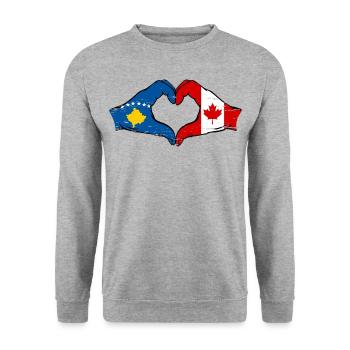 Kosovo Canada flag hands heart shape used - Unisex Sweatshirt - salt & pepper - Front - Alina (178cm) & Michal (187cm)