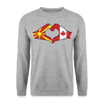 Macedonia Canada flag hands heart shape used - Unisex Sweatshirt - salt & pepper - Front - Alina (178cm) & Michal (187cm)
