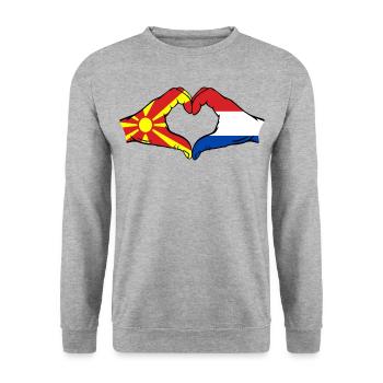 Macedonia Holland Flag Hands Heart Shape - Unisex Sweatshirt - salt & pepper - Front - Alina (178cm) & Michal (187cm)