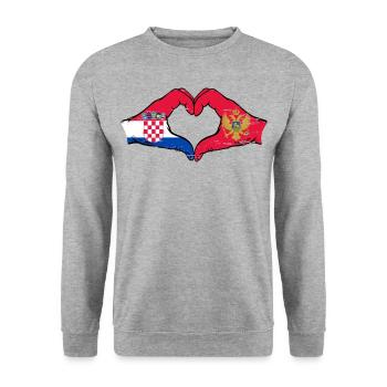Croatia Montenegro flag hands heart shape used - Unisex Sweatshirt - salt & pepper - Front - Alina (178cm) & Michal (187cm)