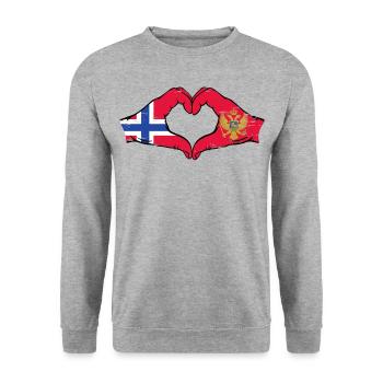 Norway Montenegro flag hands heart shape used - Unisex Sweatshirt - salt & pepper - Front - Alina (178cm) & Michal (187cm)