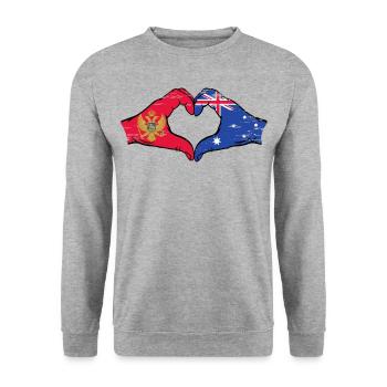 Montenegro Australia flag hands heart shape used - Unisex Sweatshirt - salt & pepper - Front - Alina (178cm) & Michal (187cm)