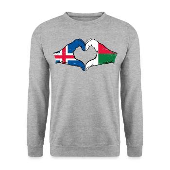 Islande Madagascar Drapeau Mains Coeur Forme Utilisé - Sweat-shirt Unisexe - gris chiné - Devant - Alina (178cm) & Michal (187cm)
