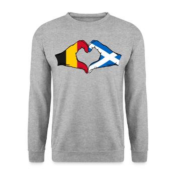 Belgique Ecosse Mains Coeur Forme - Sweat-shirt Unisexe - gris chiné - Devant - Alina (178cm) & Michal (187cm)