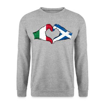 Italy Scotland Hands Heart Shape Used - Unisex Sweatshirt - salt & pepper - Front - Alina (178cm) & Michal (187cm)