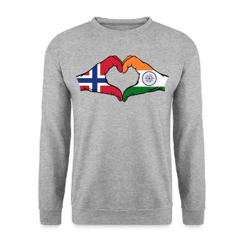 Norway India hands heart shape - Unisex Sweatshirt - salt & pepper - Front - Alina (178cm) & Michal (187cm)