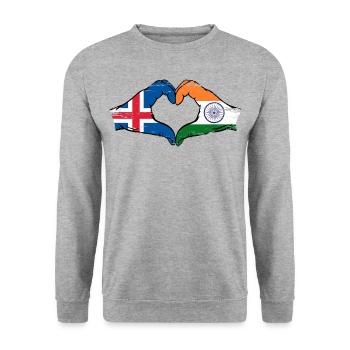 Iceland India hands heart shape used - Unisex Sweatshirt - salt & pepper - Front - Alina (178cm) & Michal (187cm)