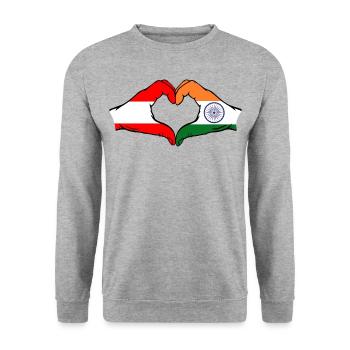 Austria India hands heart shape - Unisex Sweatshirt - salt & pepper - Front - Alina (178cm) & Michal (187cm)