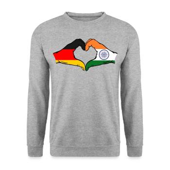 Allemagne Inde mains en forme de cœur - Sweat-shirt Unisexe - gris chiné - Devant - Alina (178cm) & Michal (187cm)