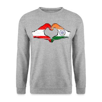 Autriche Inde mains forme de coeur utilisé - Sweat-shirt Unisexe - gris chiné - Devant - Alina (178cm) & Michal (187cm)