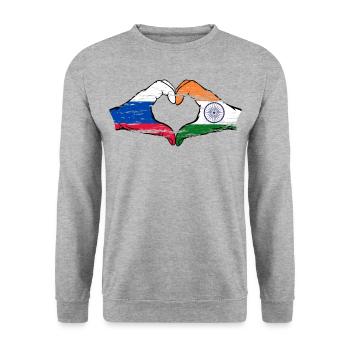Russia India hands heart shape used - Unisex Sweatshirt - salt & pepper - Front - Alina (178cm) & Michal (187cm)