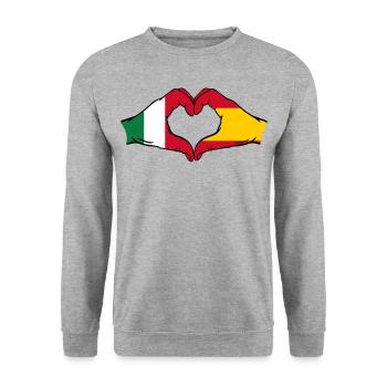 Italie Espagne mains en forme de cœur - Sweat-shirt Unisexe - gris chiné - Devant - Alina (178cm) & Michal (187cm)