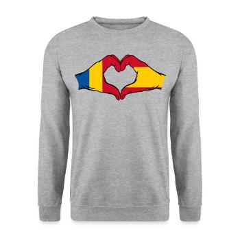 Romania Spain hands heart shape - Unisex Sweatshirt - salt & pepper - Front - Alina (178cm) & Michal (187cm)
