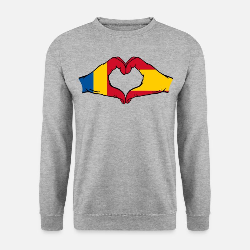 Romania Spain hands heart shape - Unisex Sweatshirt - salt & pepper