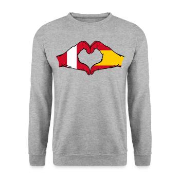 Pérou Espagne mains en forme de cœur - Sweat-shirt Unisexe - gris chiné - Devant - Alina (178cm) & Michal (187cm)