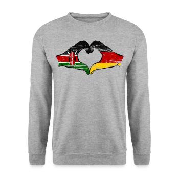 Kenya Germany hands heart shape used - Unisex Sweatshirt - salt & pepper - Front - Alina (178cm) & Michal (187cm)
