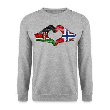 Kenya Norway hands heart shape used - Unisex Sweatshirt - salt & pepper - Front - Alina (178cm) & Michal (187cm)