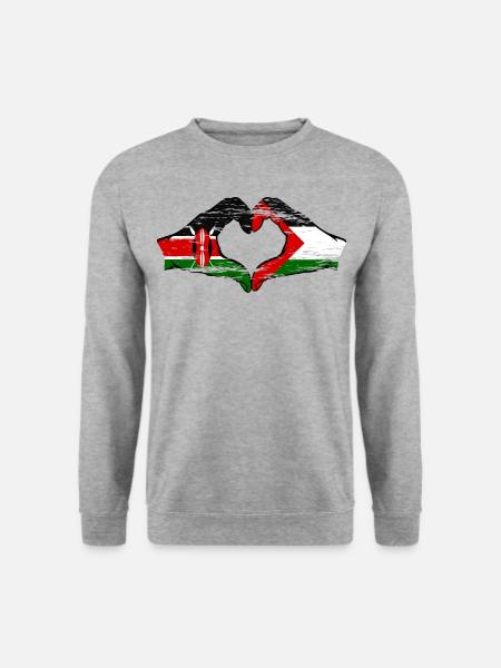Kenia Palästina Hände Herzform used - Unisex Pullover - Weißgrau meliert