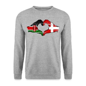 Kenya Denmark hands heart shape used - Unisex Sweatshirt - salt & pepper - Front - Alina (178cm) & Michal (187cm)