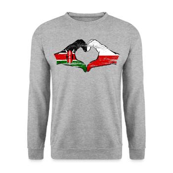 Kenya Poland hands heart shape used - Unisex Sweatshirt - salt & pepper - Front - Alina (178cm) & Michal (187cm)