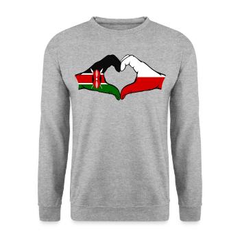 Kenya Poland Hands Heart Shape - Unisex Sweatshirt - salt & pepper - Front - Alina (178cm) & Michal (187cm)