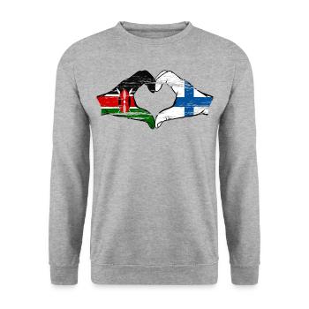 Kenya Finlande mains forme de coeur utilisé - Sweat-shirt Unisexe - gris chiné - Devant - Alina (178cm) & Michal (187cm)