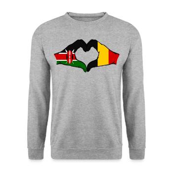Kenya Belgium Hands Heart Shape - Unisex Sweatshirt - salt & pepper - Front - Alina (178cm) & Michal (187cm)