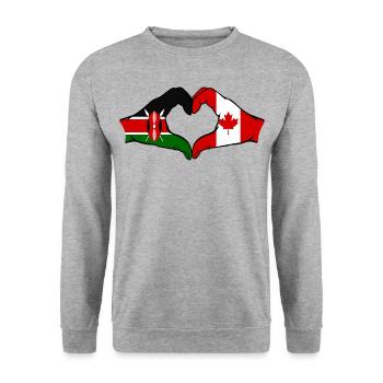 Kenya Canada Hands Heart Shape - Unisex Sweatshirt - salt & pepper - Front - Alina (178cm) & Michal (187cm)