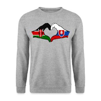 Kenya Slovakia Hands Heart Shape - Unisex Sweatshirt - salt & pepper - Front - Alina (178cm) & Michal (187cm)