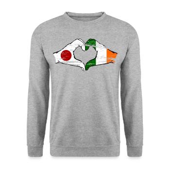 Japan Ireland hands heart shape used - Unisex Sweatshirt - salt & pepper - Front - Alina (178cm) & Michal (187cm)