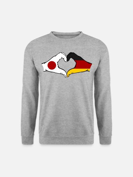 Japan Tyskland Hænder Hjerte Form - Unisex sweater - hvidgrå meleret