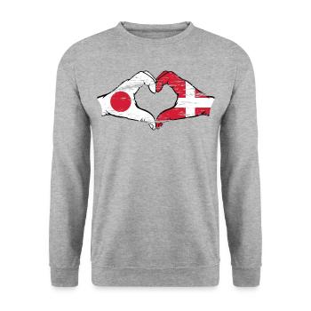 Japan Denmark hands heart shape used - Unisex Sweatshirt - salt & pepper - Front - Alina (178cm) & Michal (187cm)