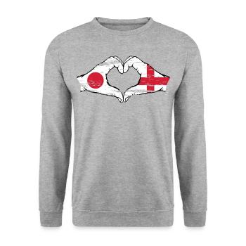 Japan England Hands Heart Shape Used - Unisex Sweatshirt - salt & pepper - Front - Alina (178cm) & Michal (187cm)