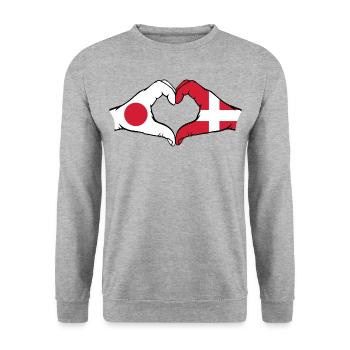 Japan Denmark Hands Heart Shape - Unisex Sweatshirt - salt & pepper - Front - Alina (178cm) & Michal (187cm)