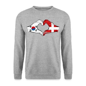 South Korea Denmark hands heart shape used - Unisex Sweatshirt - salt & pepper - Front - Alina (178cm) & Michal (187cm)